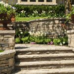 Steps made out of stone in gorgeous garden