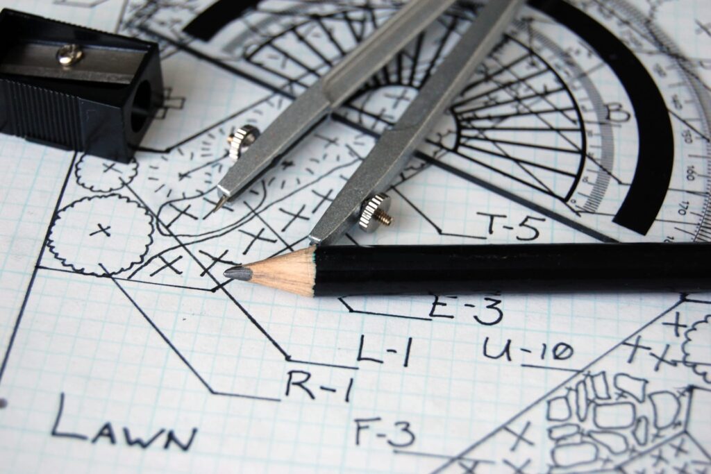 A schematic to plan out a landscaping project with Riccardi Landscaping company.